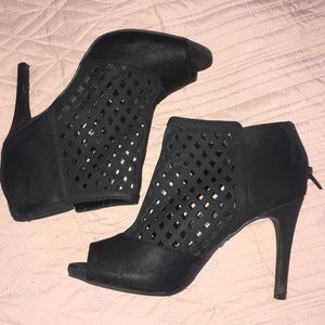 Black open toe heels